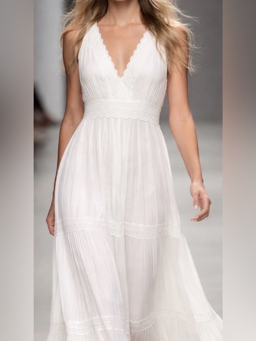 Elegant Summer White Lace Maxi Dress